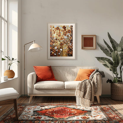 Gustav Klimt Bronze Flower Garden Print: Museum Exhibition Art Poster