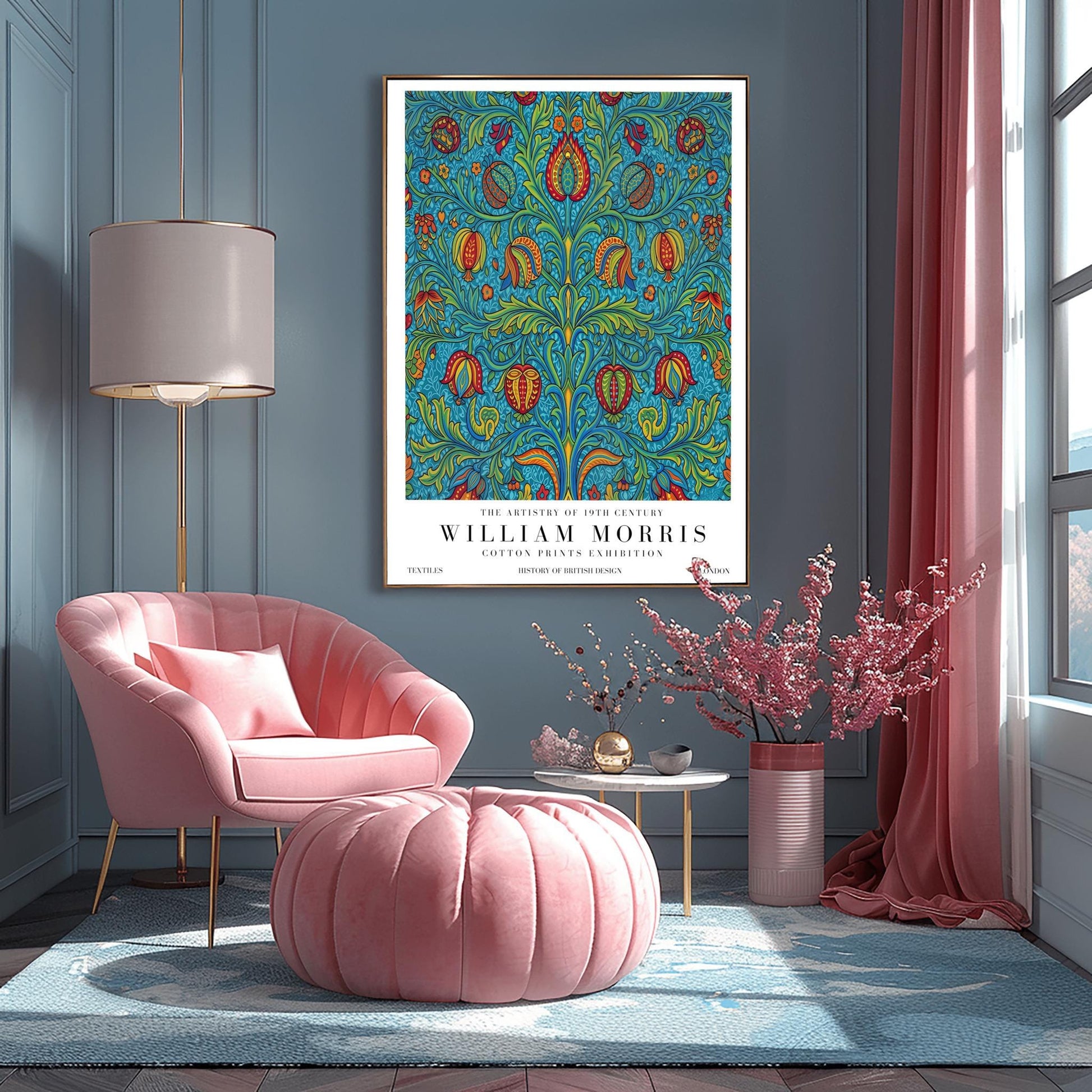 William Morris Pomegranate Pattern Print ‚Äì Vintage Blue Floral Art (main image)