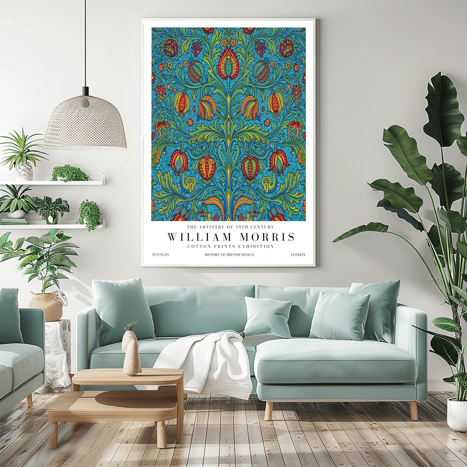 William Morris Pomegranate Pattern Print ‚Äì Vintage Blue Floral Art (view 2)