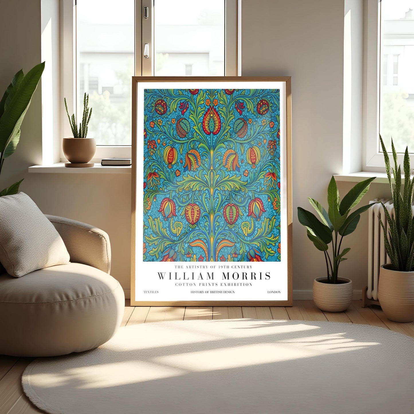 William Morris Pomegranate Pattern Print ‚Äì Vintage Blue Floral Art (view 3)