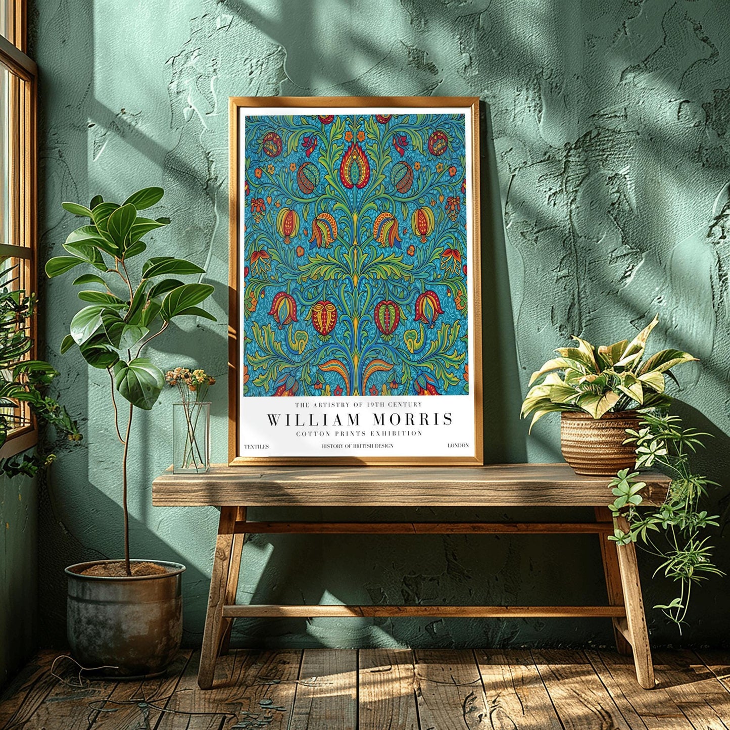 William Morris Pomegranate Pattern Print ‚Äì Vintage Blue Floral Art (view 6)