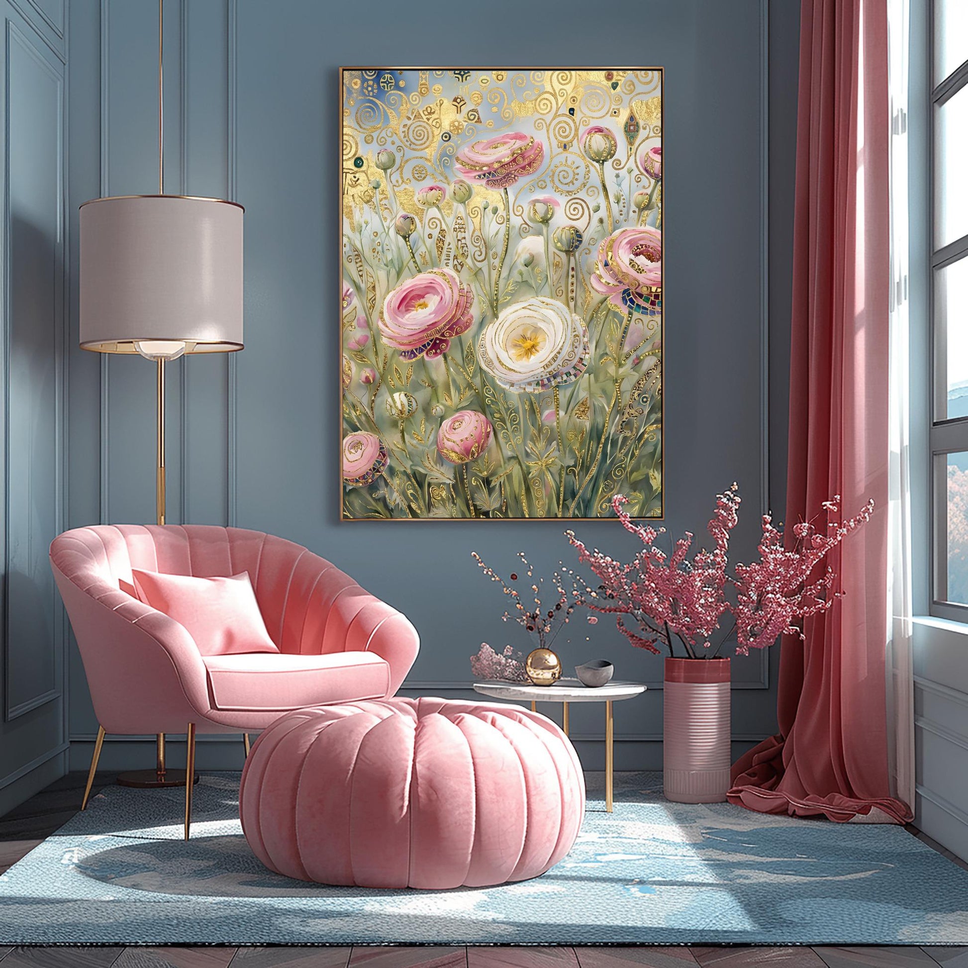 Gustav Klimt Ranunculus Flower Garden Print: Museum Exhibition Art Poster (main image)