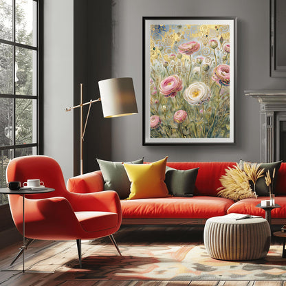 Gustav Klimt Ranunculus Flower Garden Print: Museum Exhibition Art Poster (view 2)