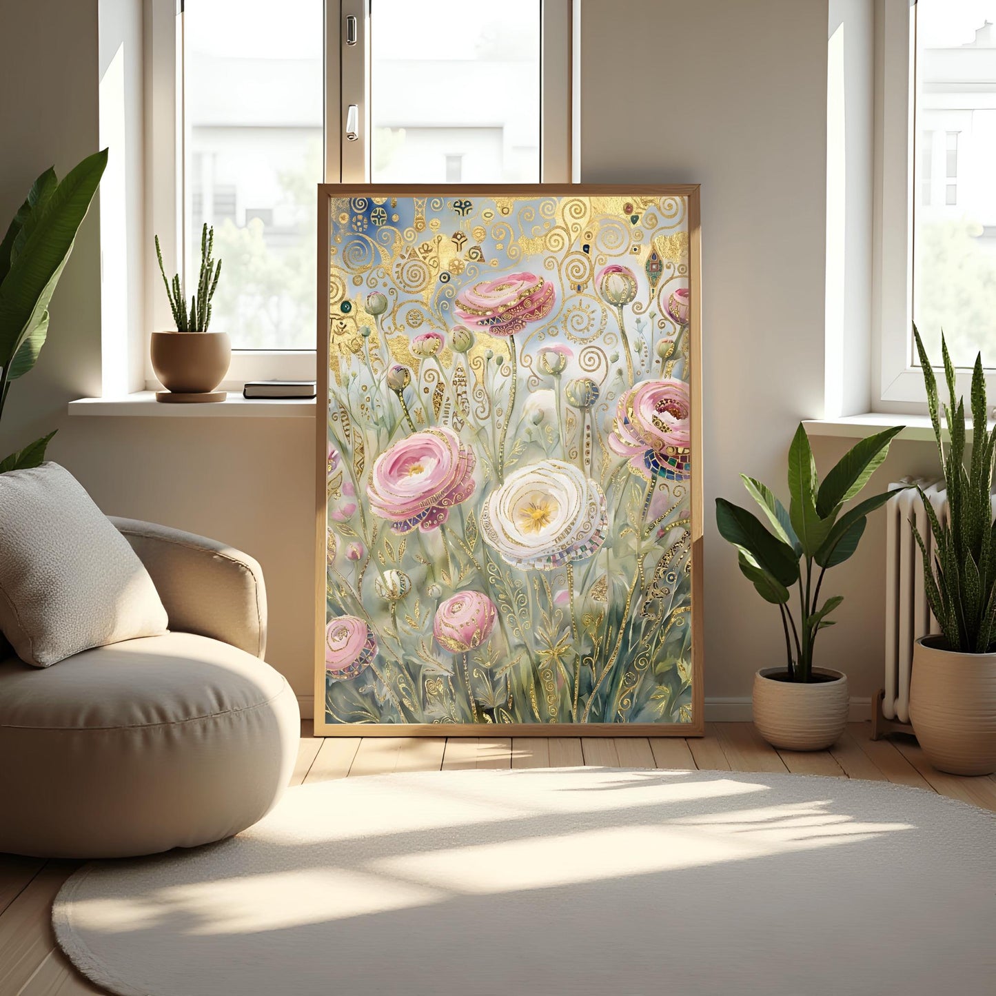 Gustav Klimt Ranunculus Flower Garden Print: Museum Exhibition Art Poster (view 4)