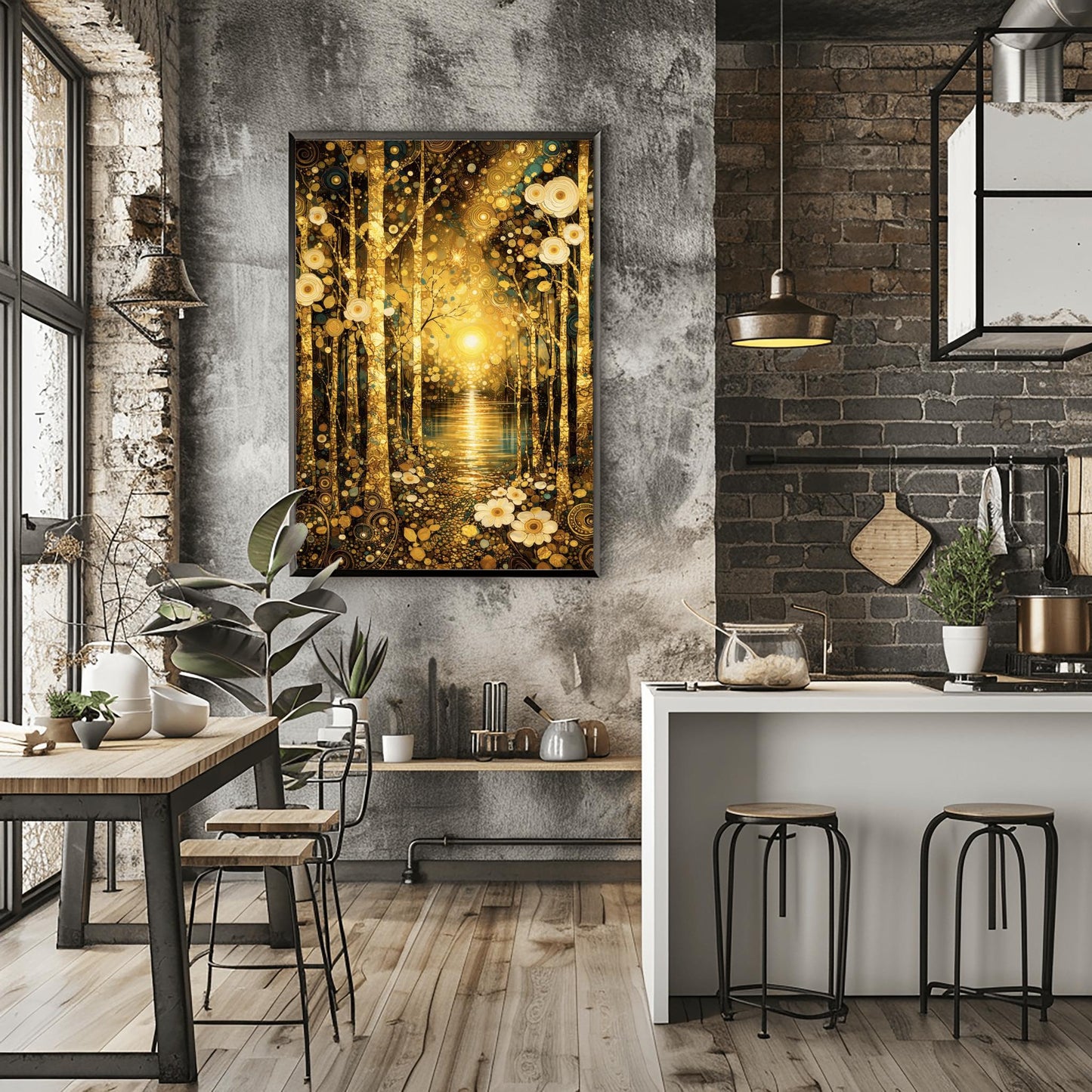 Gustav Klimt Golden Forest Lake Landscape Print ‚Äì Symbolist Lake Art (view 4)