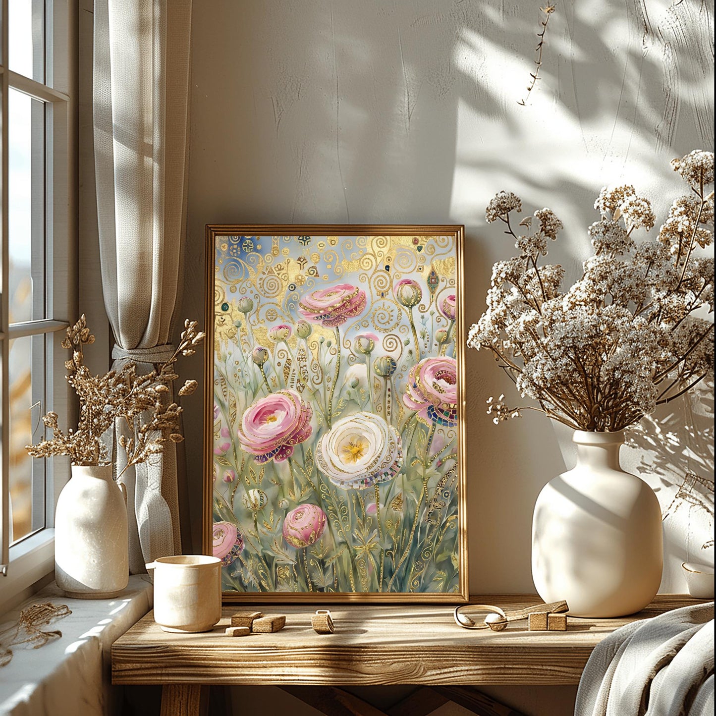 Gustav Klimt Ranunculus Flower Garden Print: Museum Exhibition Art Poster (view 6)