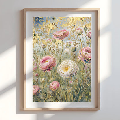 Gustav Klimt Ranunculus Flower Garden Print: Museum Exhibition Art Poster (view 8)