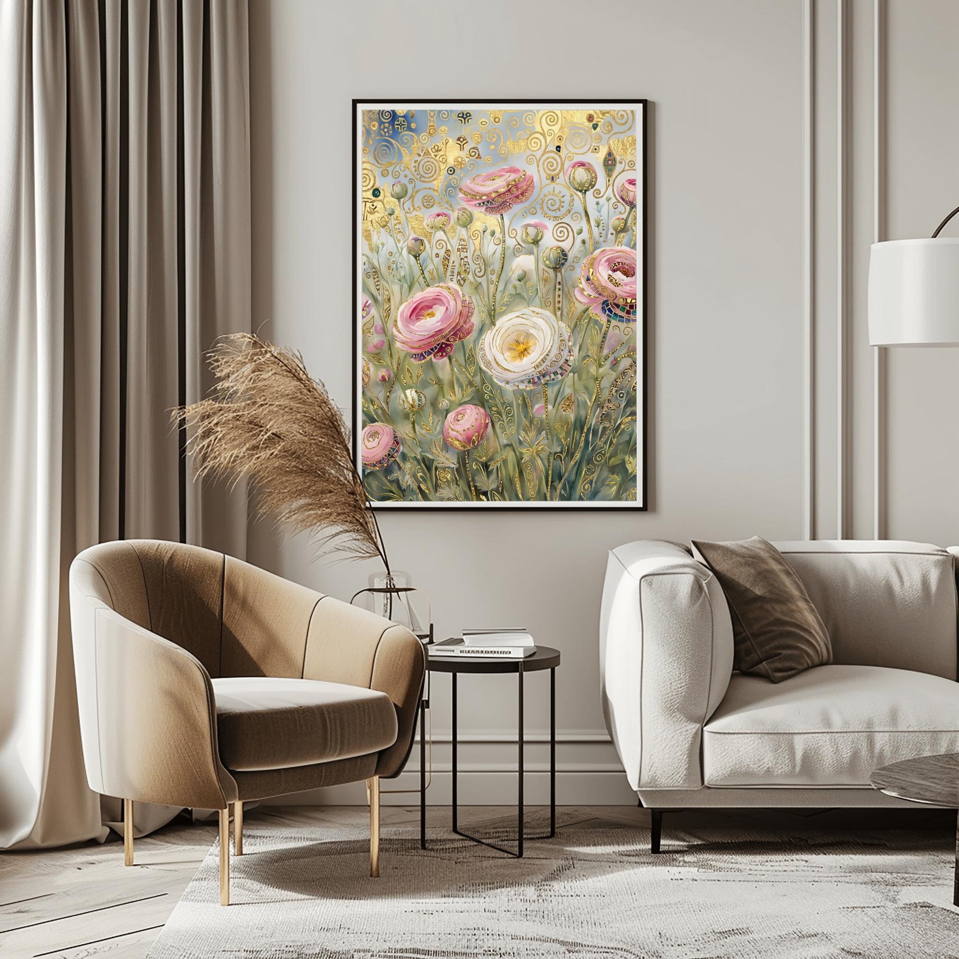 Gustav Klimt Ranunculus Flower Garden Print: Museum Exhibition Art Poster (view 12)