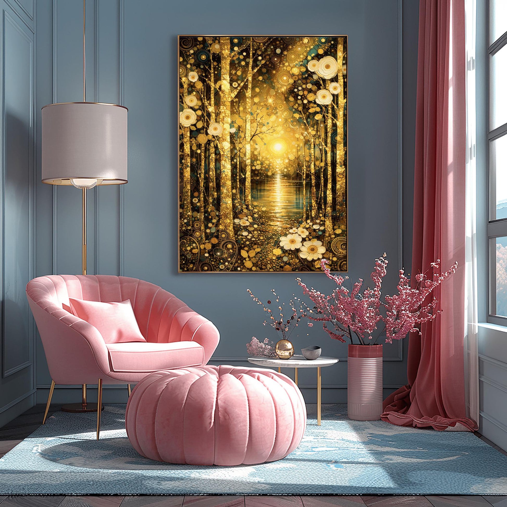 Gustav Klimt Golden Forest Lake Landscape Print ‚Äì Symbolist Lake Art (view 9)