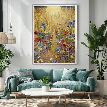 Gustav Klimt Inspired Golden Wheat Field Print ‚Äì Art Nouveau Meadow Poster (view 2)