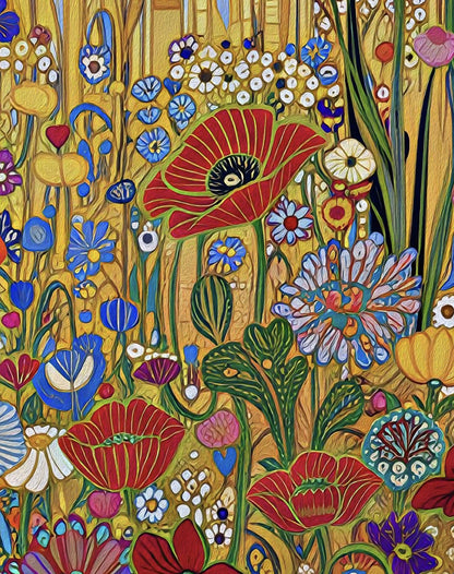 Gustav Klimt Inspired Golden Wheat Field Print ‚Äì Art Nouveau Meadow Poster (view 3)