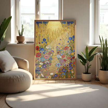 Gustav Klimt Inspired Golden Wheat Field Print ‚Äì Art Nouveau Meadow Poster (view 5)