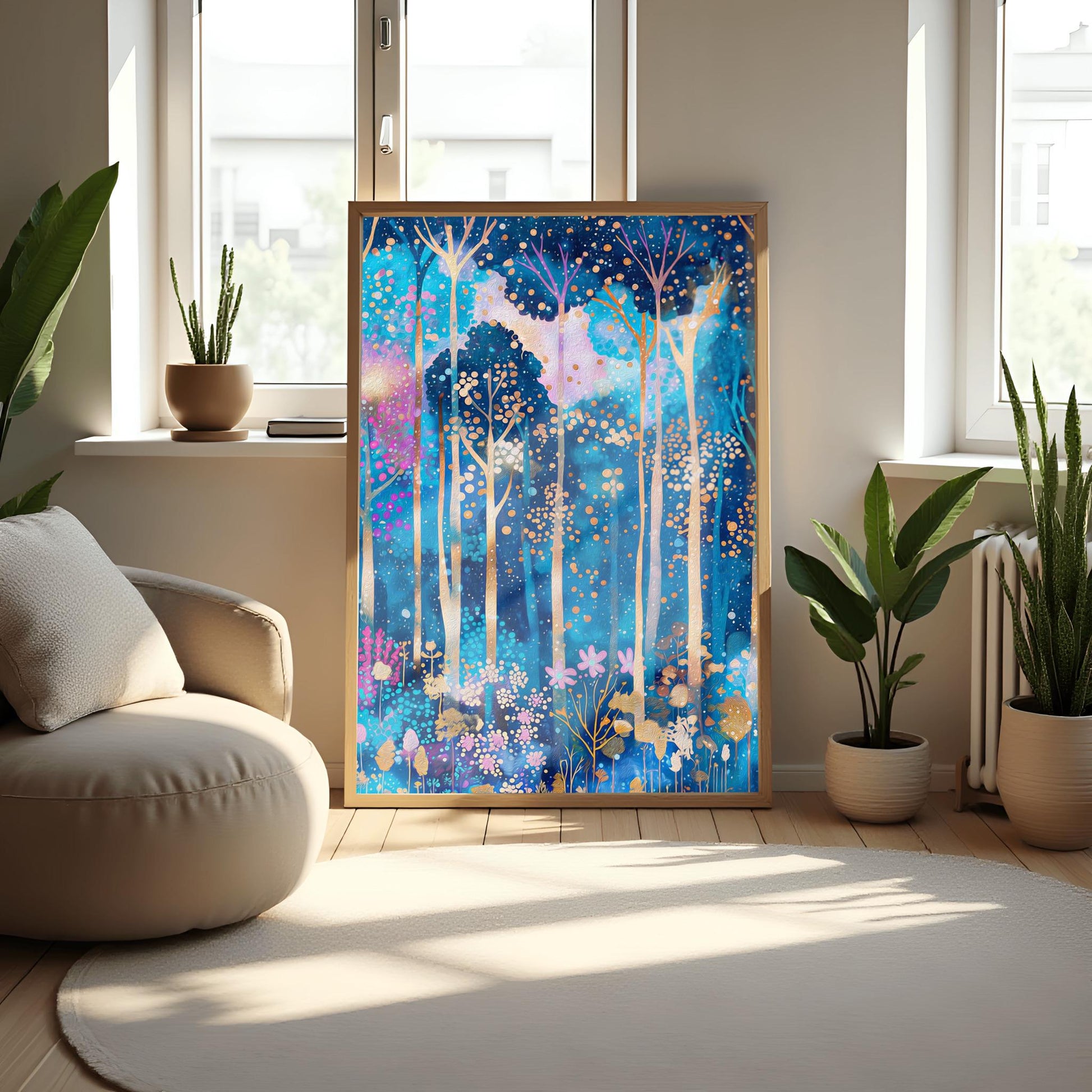 Gustav Klimt Inspired Vibrant Forest Print: Luxury Autumn Home Decor (view 4)