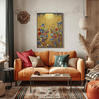 Gustav Klimt Inspired Golden Wheat Field Print ‚Äì Art Nouveau Meadow Poster (view 6)