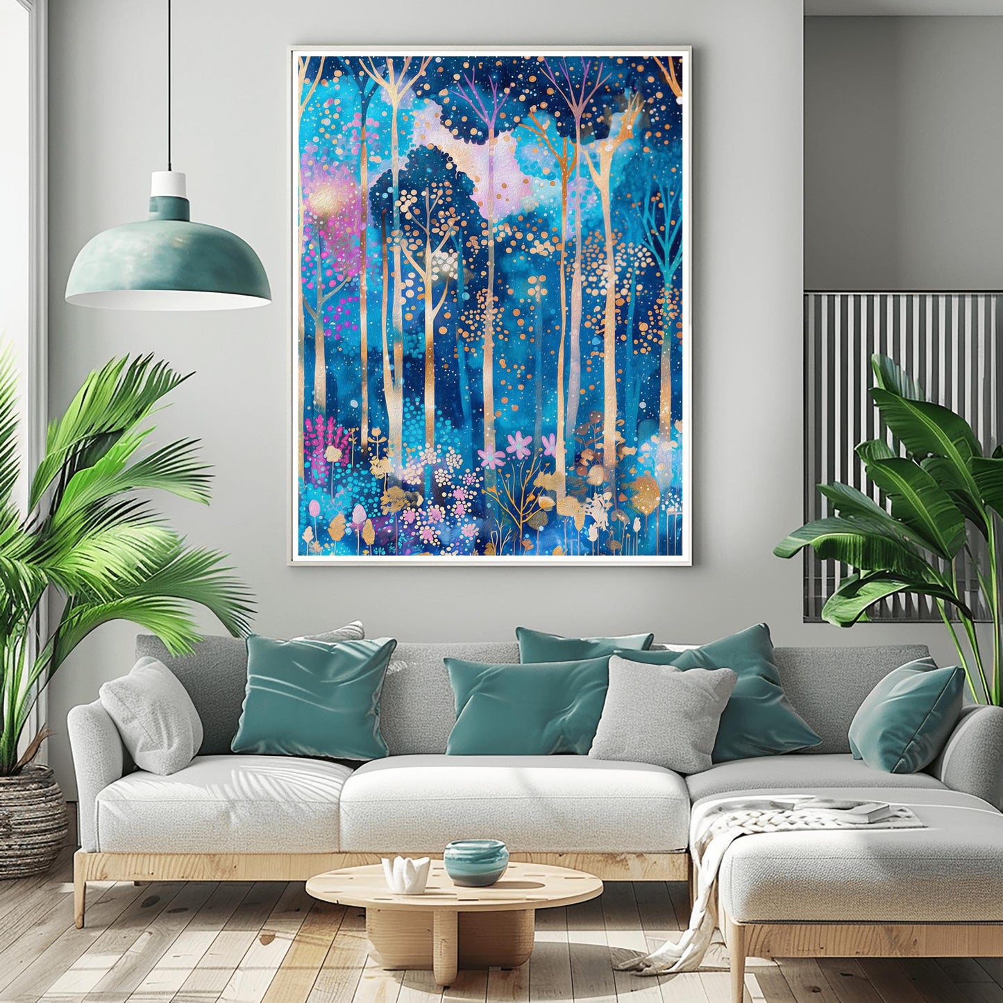 Gustav Klimt Inspired Vibrant Forest Print: Luxury Autumn Home Decor (view 6)