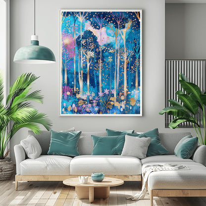 Gustav Klimt Inspired Vibrant Forest Print: Luxury Autumn Home Decor (view 6)