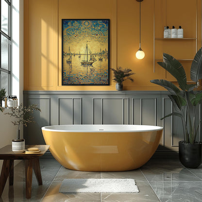 Gustav Klimt Inspired Golden Yacht Print Art Nouveau Boat Poster ‚Äì Luxurious Gold Wall Art (view 7)