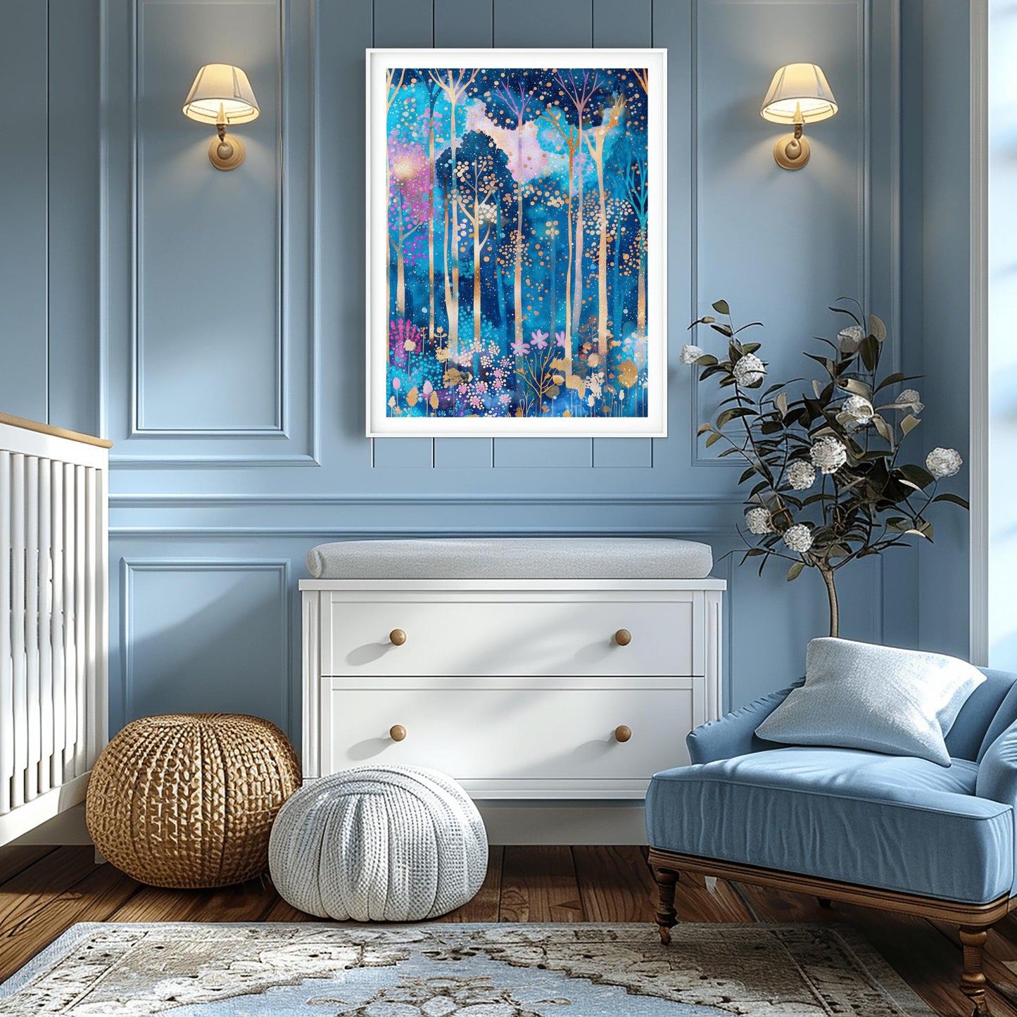 Gustav Klimt Inspired Vibrant Forest Print: Luxury Autumn Home Decor (view 8)