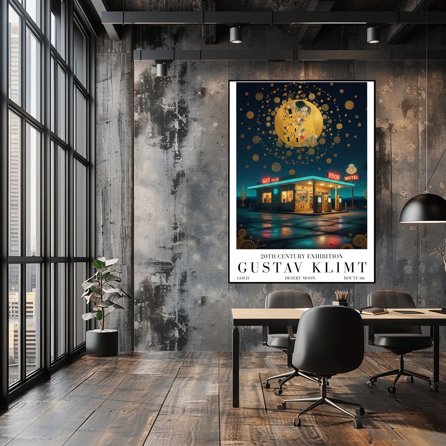 Gustav Klimt Route 66 Print ‚Äì Golden Art Nouveau Road Trip Poster (main image)