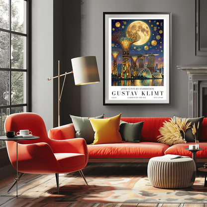 Gustav Klimt Singapore Print ‚Äì Golden Marina Bay Sands Mosaic Poster (main image)