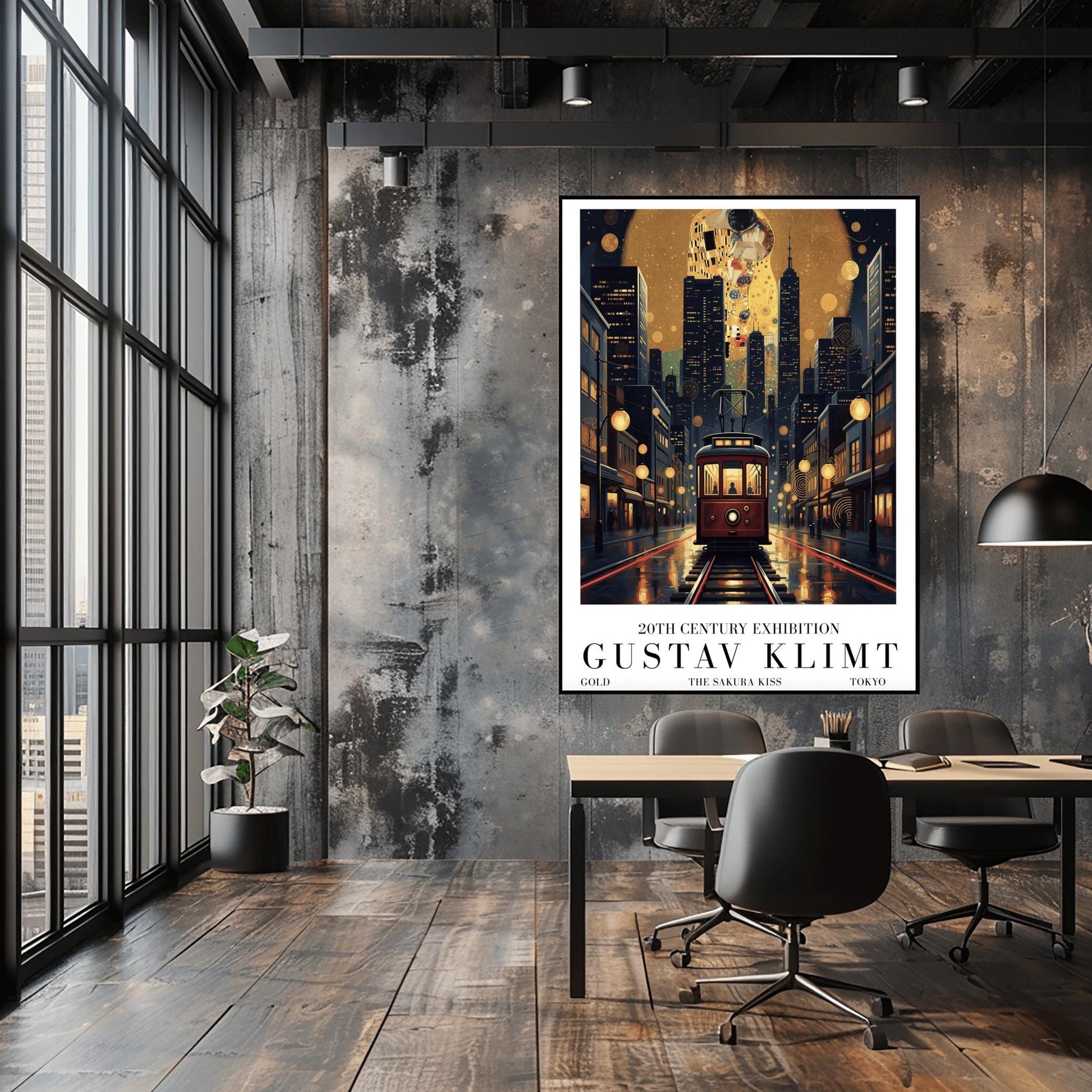 Gustav Klimt Sakura Kiss Tokyo Print ‚Äì Golden Streetcar Poster (view 2)