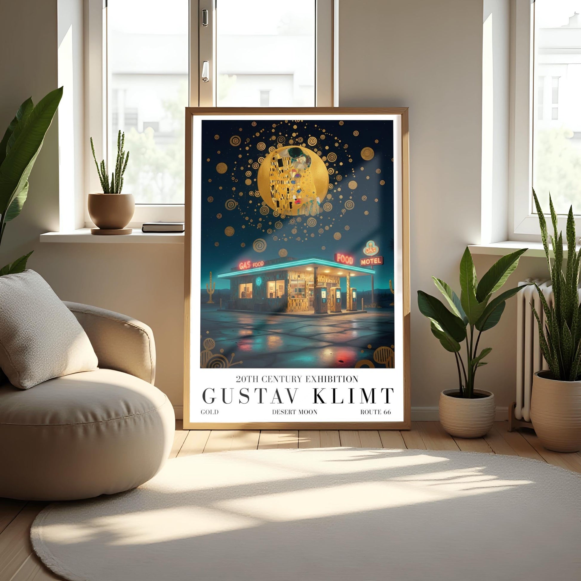 Gustav Klimt Route 66 Print ‚Äì Golden Art Nouveau Road Trip Poster (view 2)