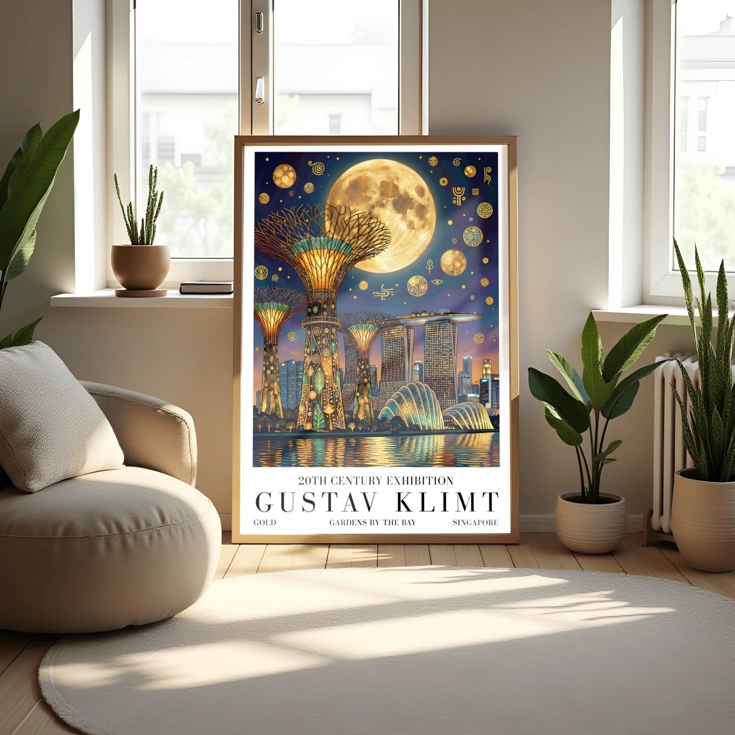 Gustav Klimt Singapore Print ‚Äì Golden Marina Bay Sands Mosaic Poster (view 2)