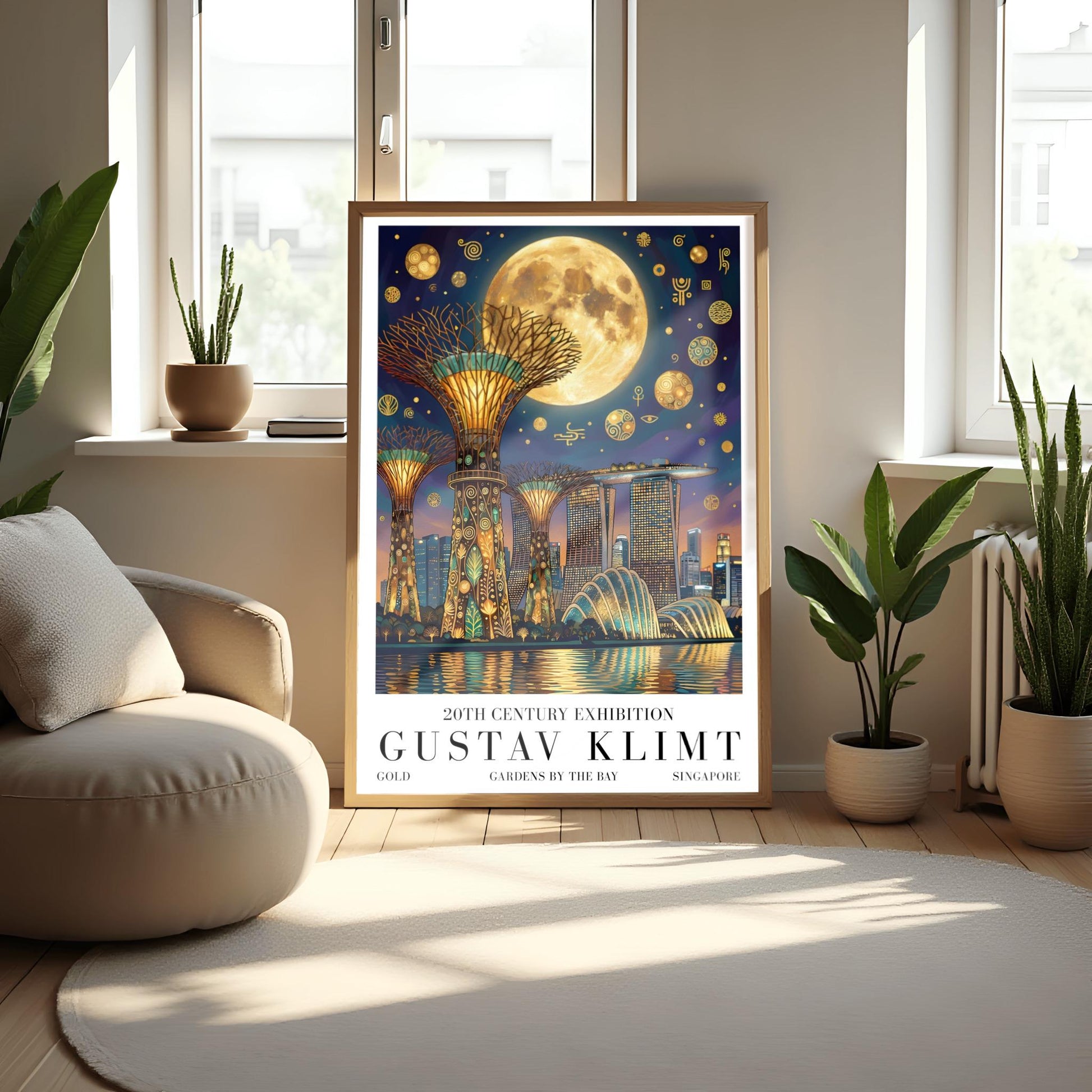 Gustav Klimt Singapore Print ‚Äì Golden Marina Bay Sands Mosaic Poster (view 2)