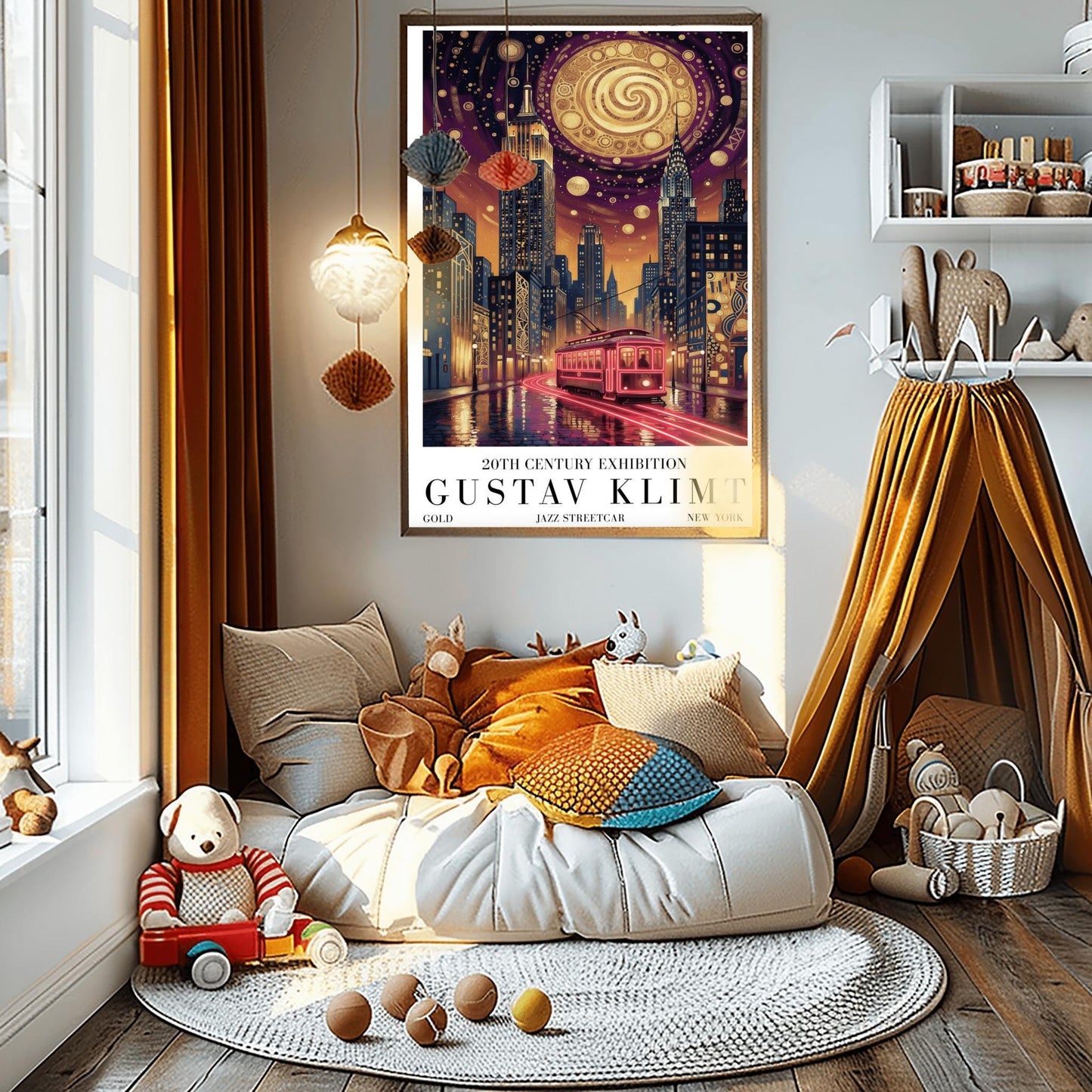 Gustav Klimt Golden New York Streetcar Print ‚Äì Art Nouveau Tram Poster (view 3)