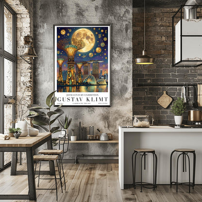 Gustav Klimt Singapore Print ‚Äì Golden Marina Bay Sands Mosaic Poster (view 3)