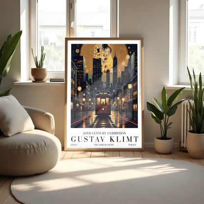 Gustav Klimt Sakura Kiss Tokyo Print ‚Äì Golden Streetcar Poster (view 5)