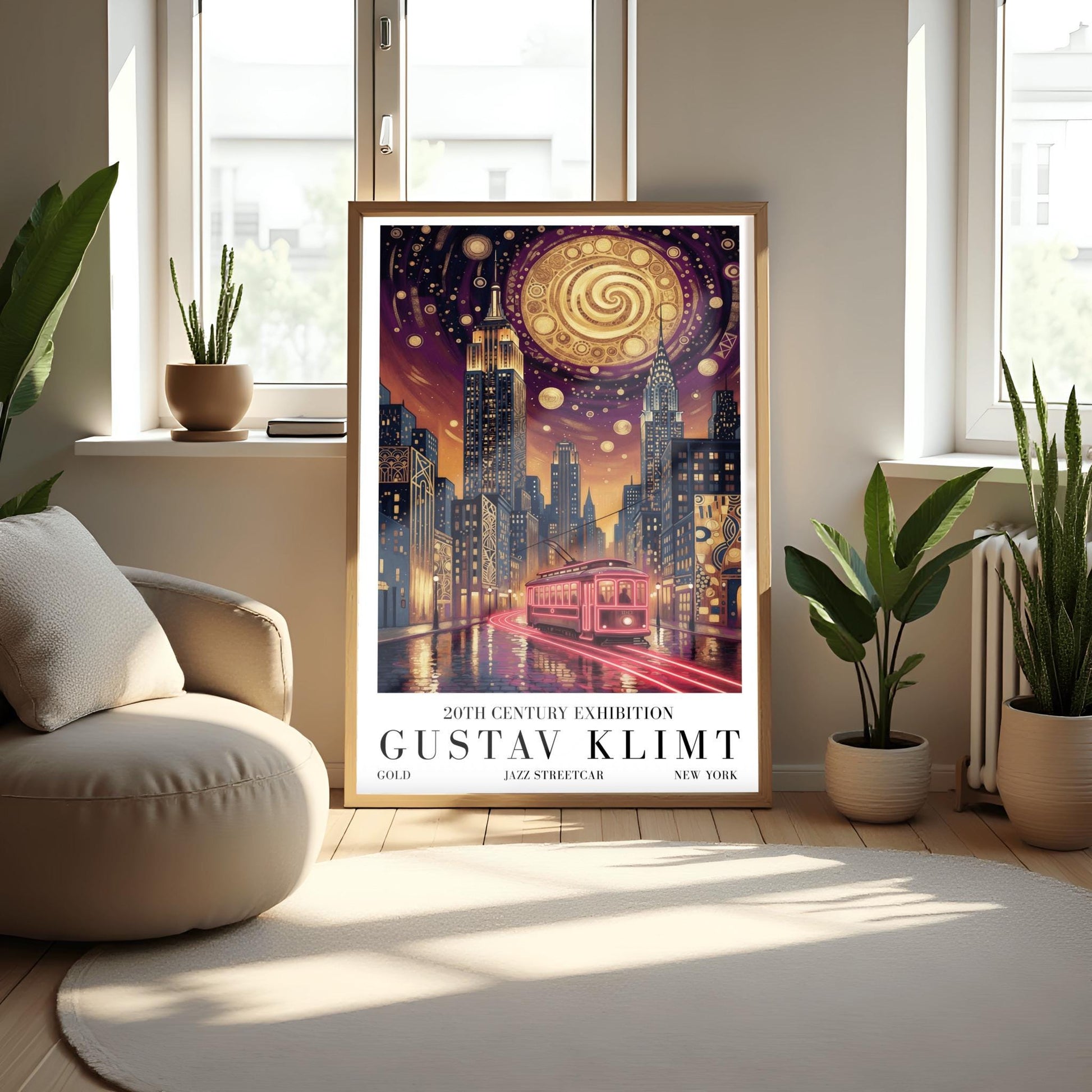 Gustav Klimt Golden New York Streetcar Print ‚Äì Art Nouveau Tram Poster (view 5)