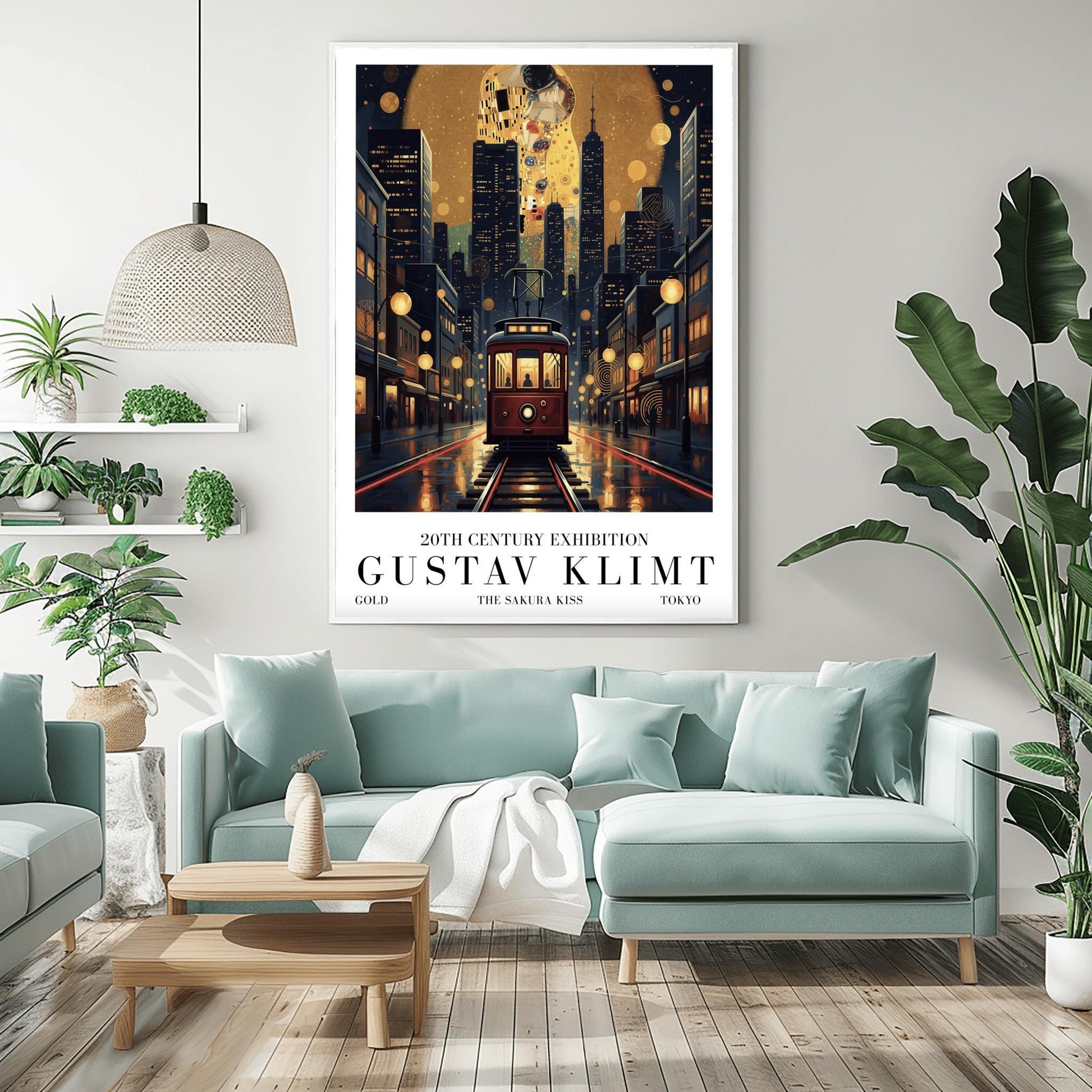 Gustav Klimt Sakura Kiss Tokyo Print ‚Äì Golden Streetcar Poster (view 6)