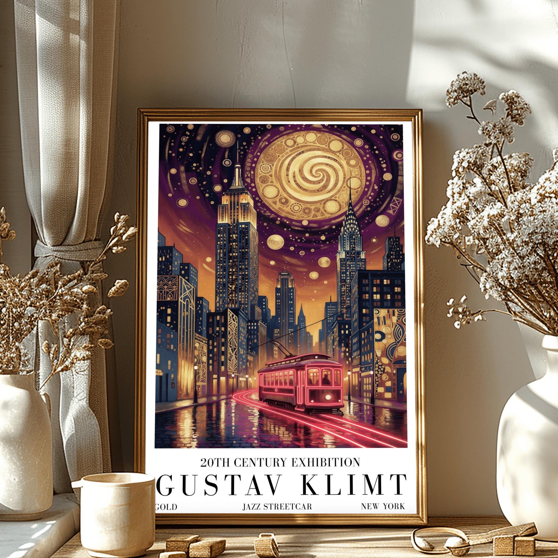 Gustav Klimt Golden New York Streetcar Print ‚Äì Art Nouveau Tram Poster (view 6)