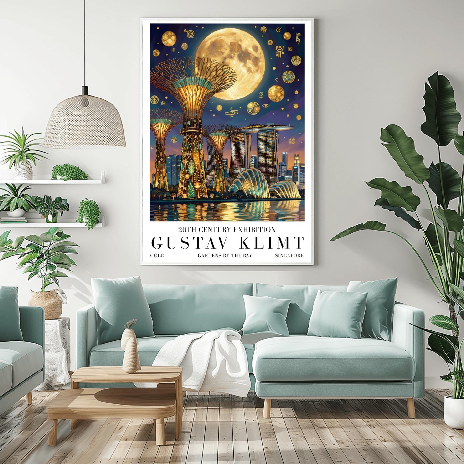 Gustav Klimt Singapore Print ‚Äì Golden Marina Bay Sands Mosaic Poster (view 4)