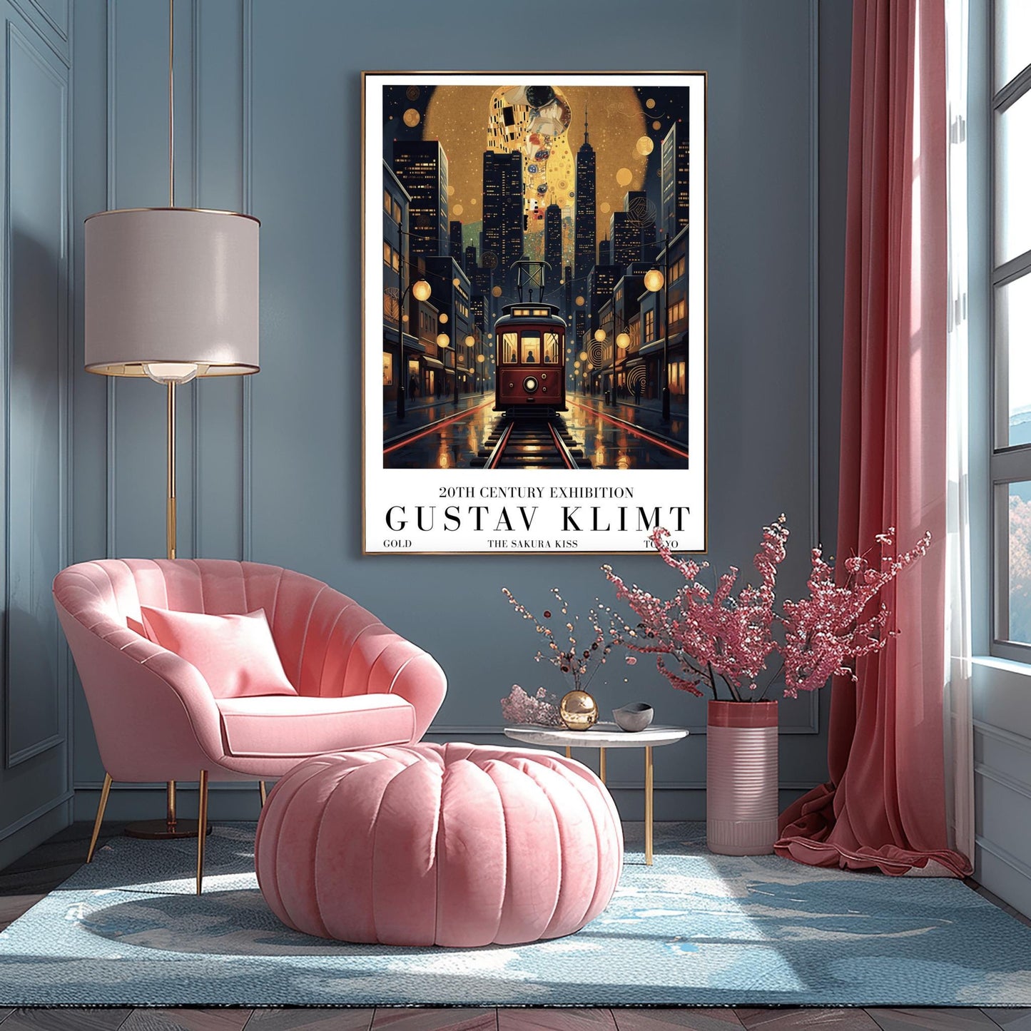 Gustav Klimt Sakura Kiss Tokyo Print ‚Äì Golden Streetcar Poster (view 7)