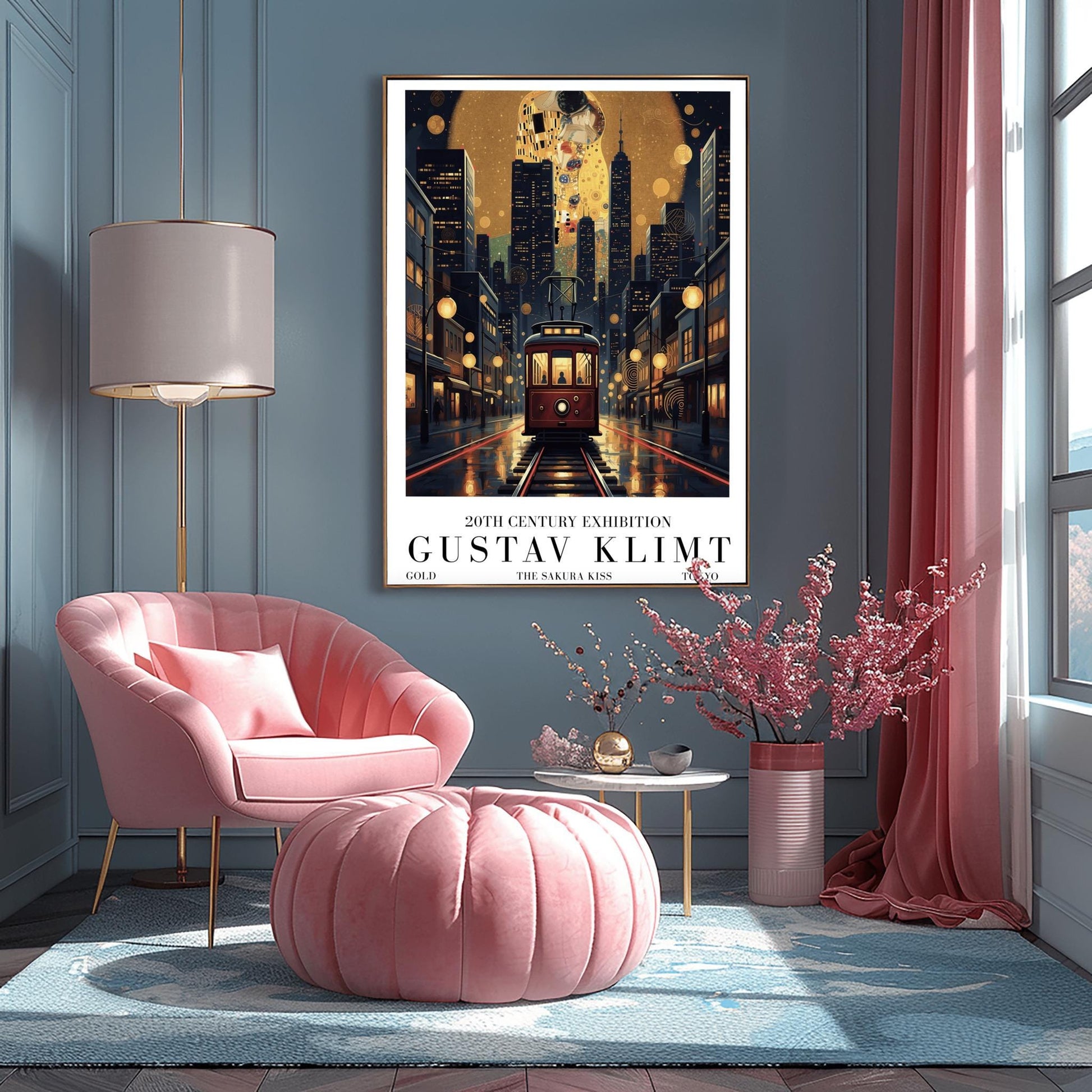 Gustav Klimt Sakura Kiss Tokyo Print ‚Äì Golden Streetcar Poster (view 7)