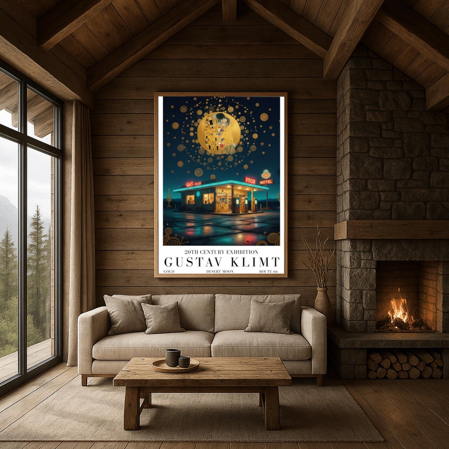 Gustav Klimt Route 66 Print ‚Äì Golden Art Nouveau Road Trip Poster (view 5)