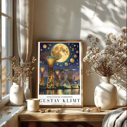 Gustav Klimt Singapore Print ‚Äì Golden Marina Bay Sands Mosaic Poster (view 6)