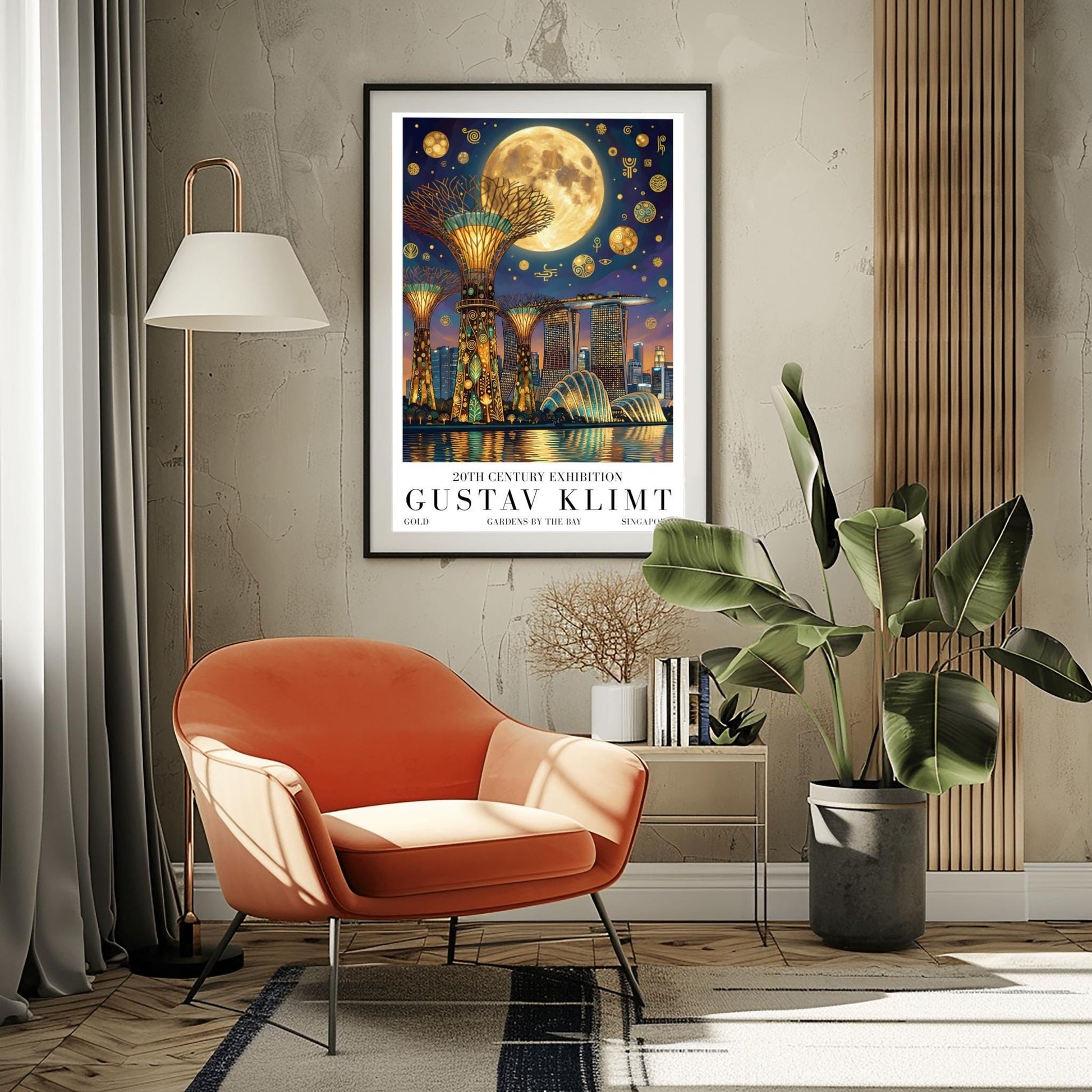 Gustav Klimt Singapore Print ‚Äì Golden Marina Bay Sands Mosaic Poster (view 7)