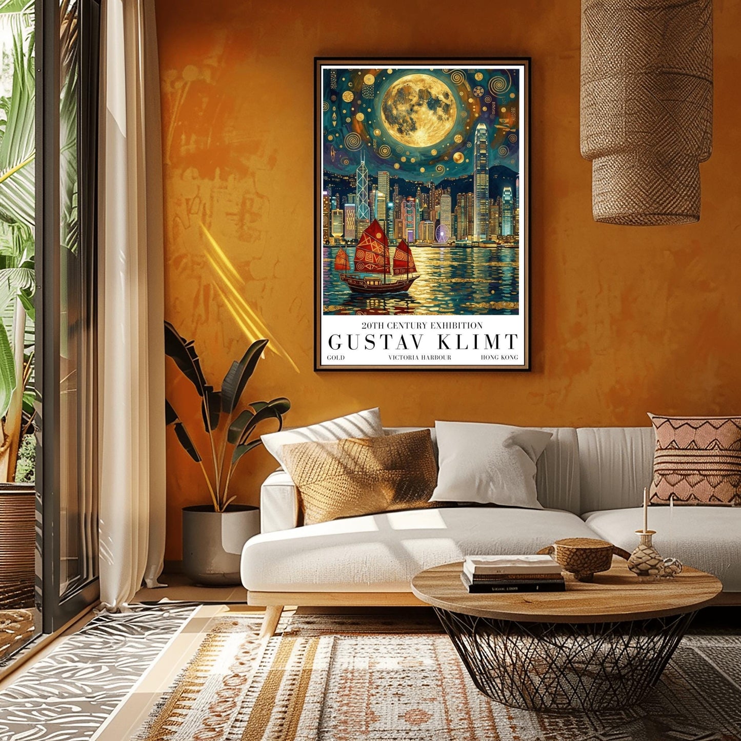 Gustav Klimt Victoria Harbour Print ‚Äì Hong Kong Golden Mosaic Skyline Poster (view 3)