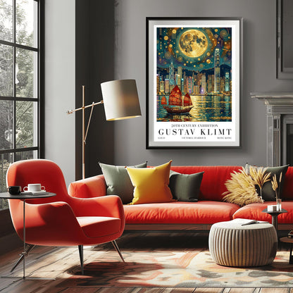 Gustav Klimt Victoria Harbour Print ‚Äì Hong Kong Golden Mosaic Skyline Poster (view 4)