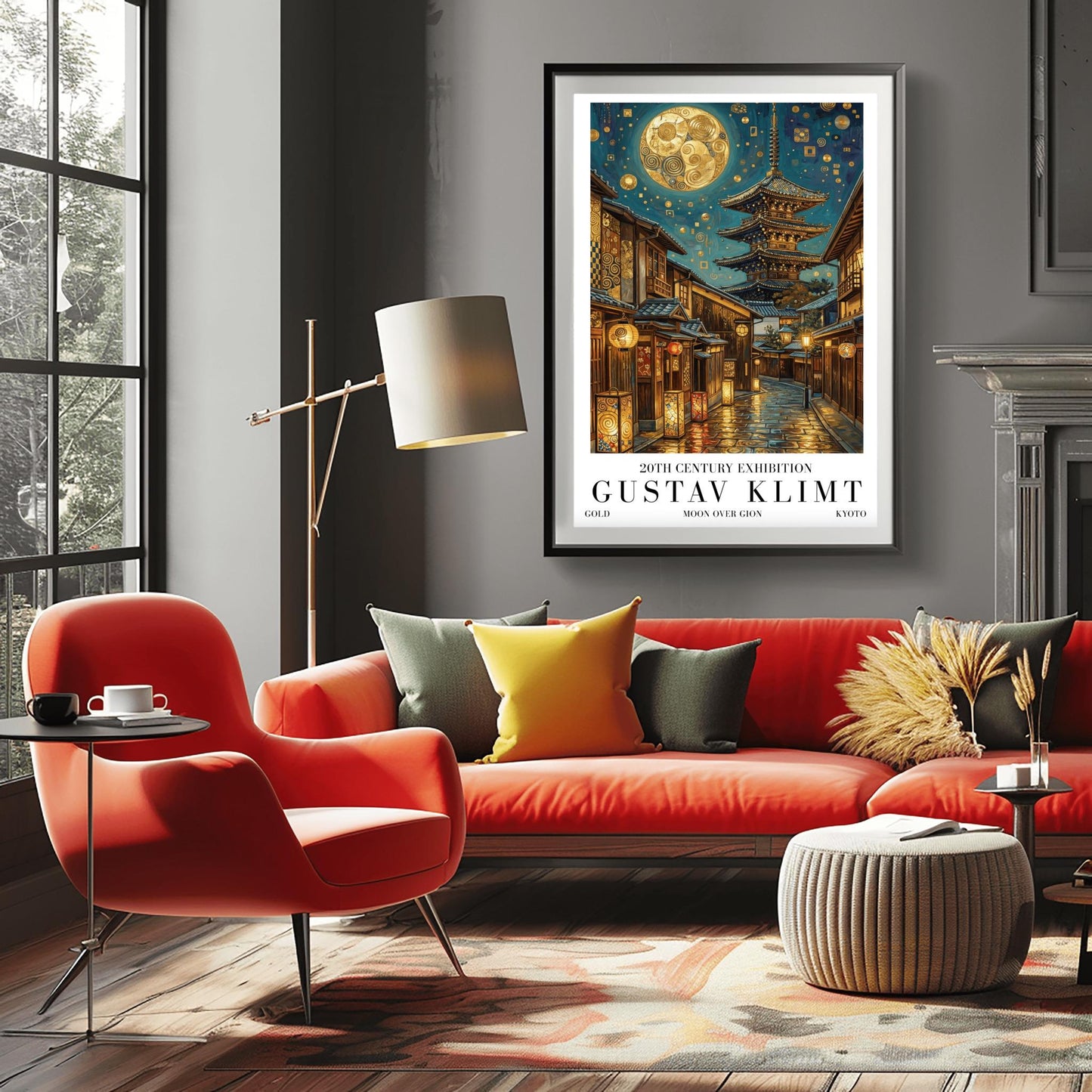 Gustav Klimt Moon Kyoto Gion Print: Japanese Golden Exhibition Poster ‚Äì Art Nouveau (view 2)