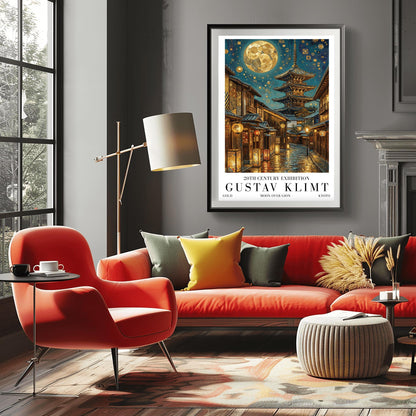 Gustav Klimt Moon Kyoto Gion Print: Japanese Golden Exhibition Poster ‚Äì Art Nouveau (view 2)