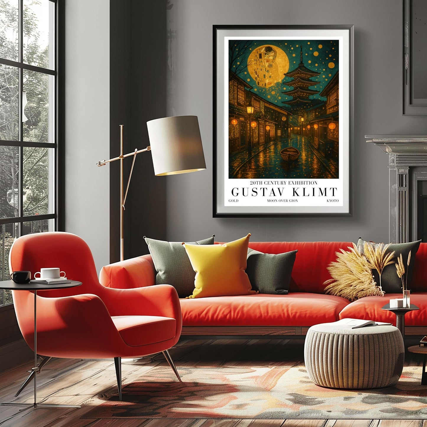 Gustav Klimt Moon Kyoto Gion Print: Japanese Golden Exhibition Poster ‚Äì Art Nouveau (main image)