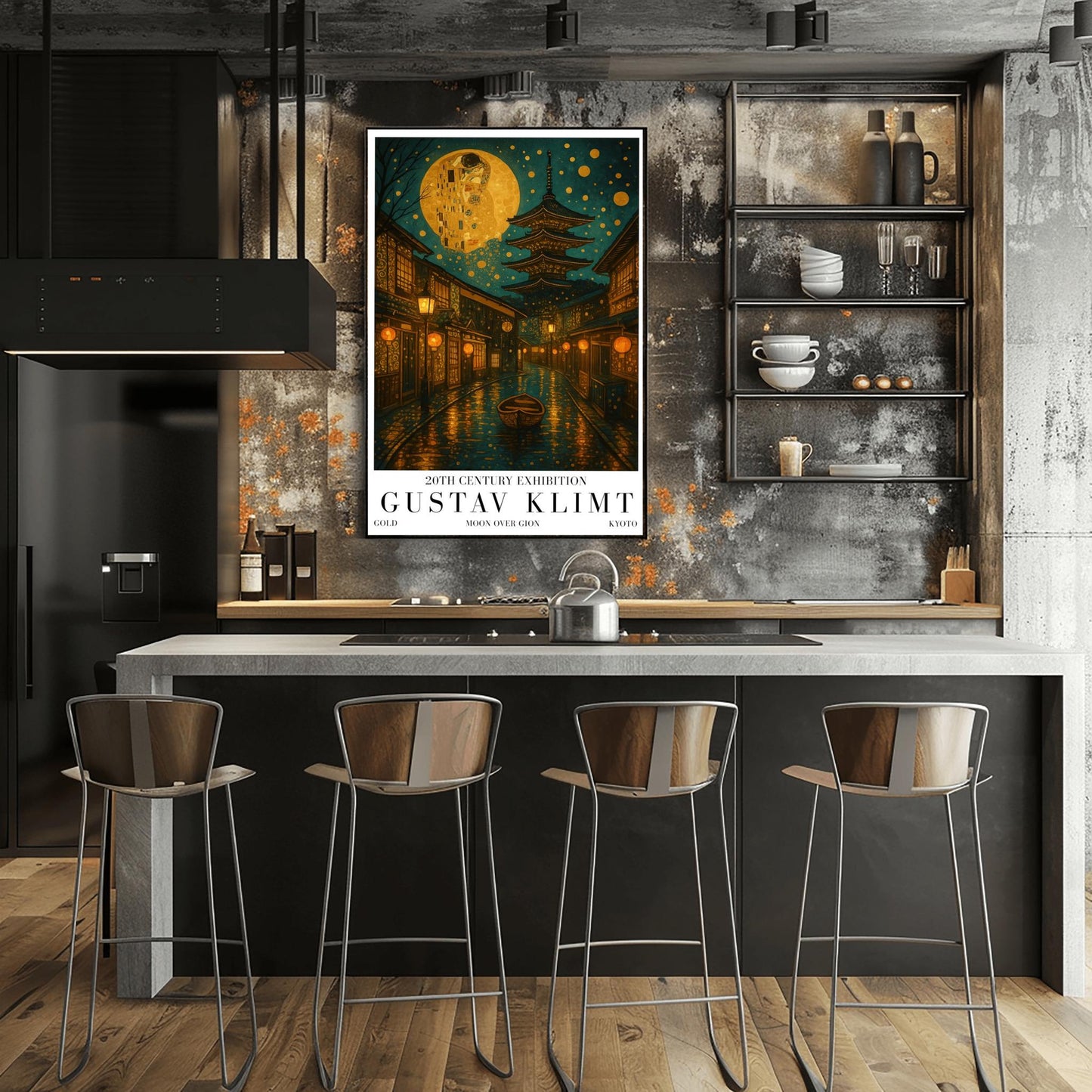 Gustav Klimt Moon Kyoto Gion Print: Japanese Golden Exhibition Poster ‚Äì Art Nouveau (view 2)