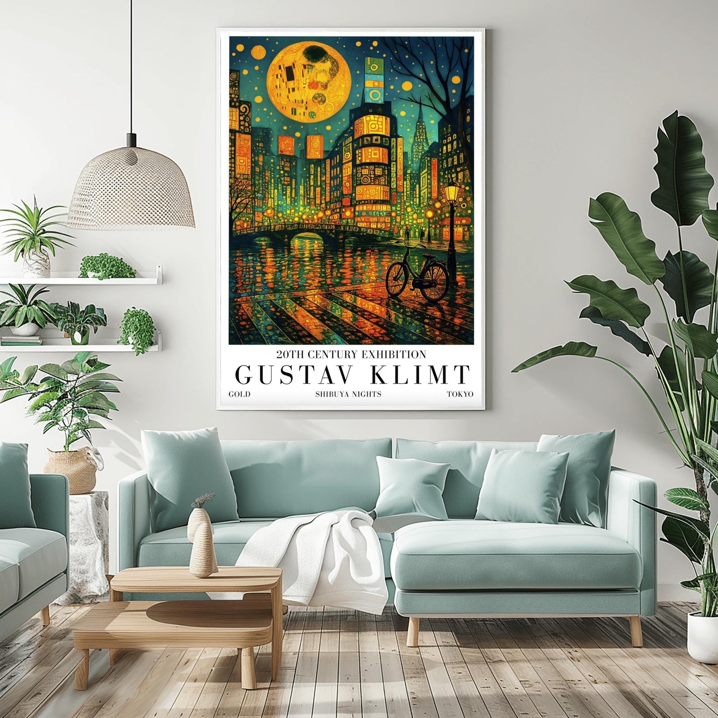 Gustav Klimt Moon Shibuya Night Print: Tokyo Mid-Century Exhibition Poster (main image)