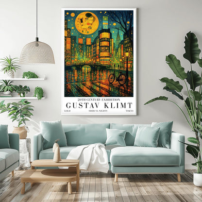 Gustav Klimt Moon Shibuya Night Print: Tokyo Mid-Century Exhibition Poster (main image)