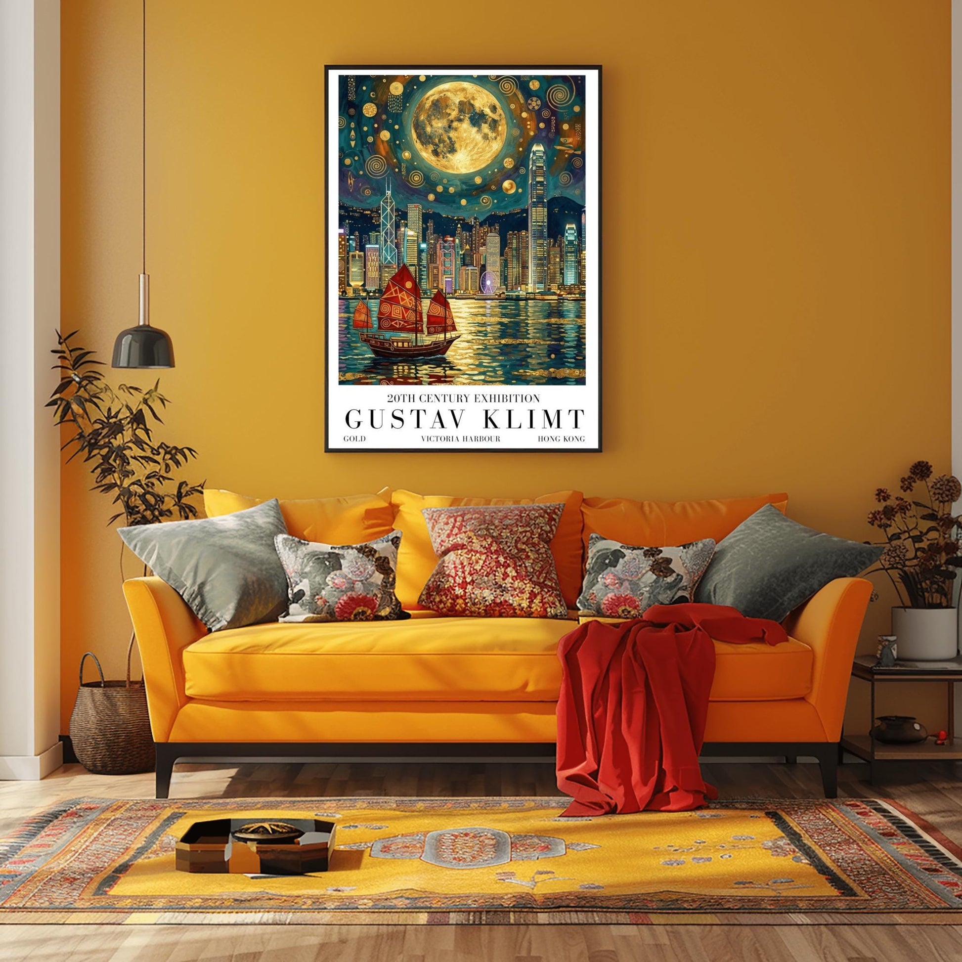 Gustav Klimt Victoria Harbour Print ‚Äì Hong Kong Golden Mosaic Skyline Poster (view 5)
