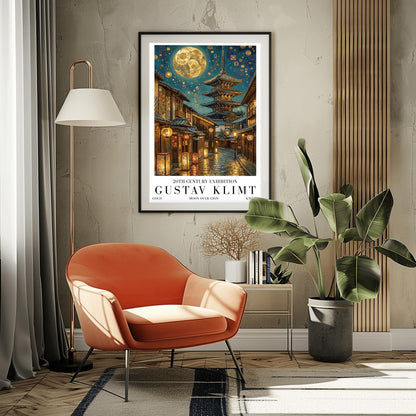 Gustav Klimt Moon Kyoto Gion Print: Japanese Golden Exhibition Poster ‚Äì Art Nouveau (view 6)